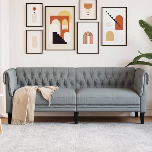 vidaXL Kavč trosed Chesterfield svetlo siva tkanina Cene