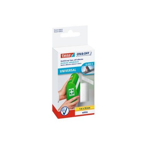 On VEČNAMENSKI LEPILNI TRAK SAMOLEPILNI SPRIJEMALNI BEL 1 M X 20 MM Slike