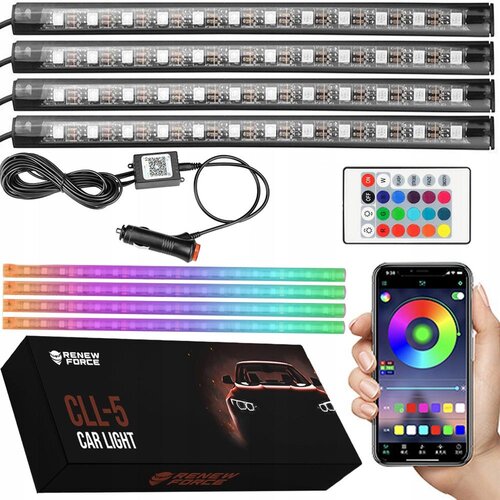  4x led rgb trak za osvetlitev notranjosti vozil 12V + daljinec in aplikacija Cene