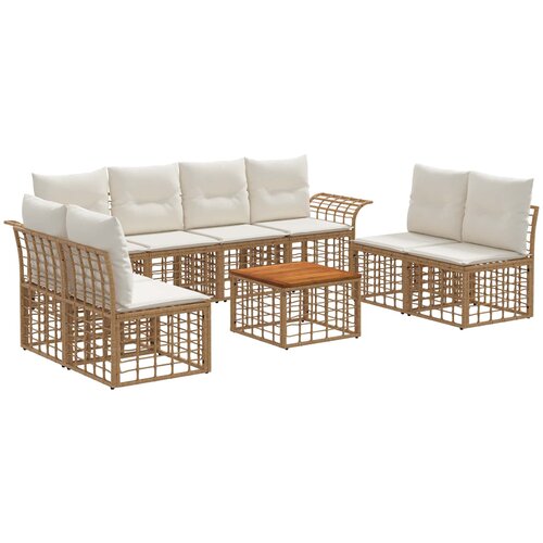  Set vanjskih sofa 9 kom. Prirodna i krema bijela Poliester Slike