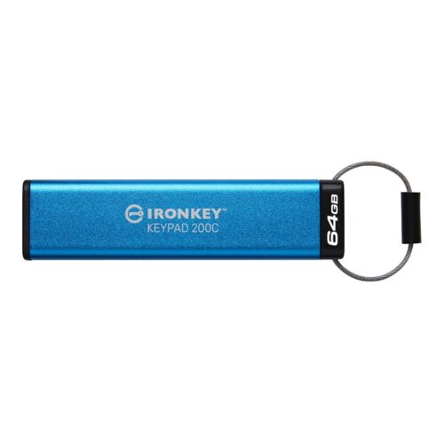 Kingston Technology IronKey Keypad 200 USB izbrisljiv spominski pogon 64 GB USB Tip-C 3.2 Gen 1 (3.1 Gen 1) Modra Cene