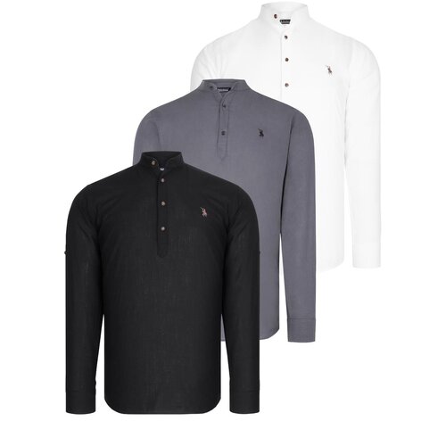 Dewberry TRIPLE SET G783 JUDGE COLLAR SHIRT-BLACK-WHITE-ANTHRACITE Cene