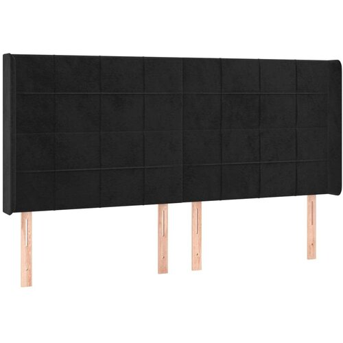  Uzglavlje s u&amp;scaron;ima crni 183x16x118/128 cm bar&amp;scaron;unasti Slike