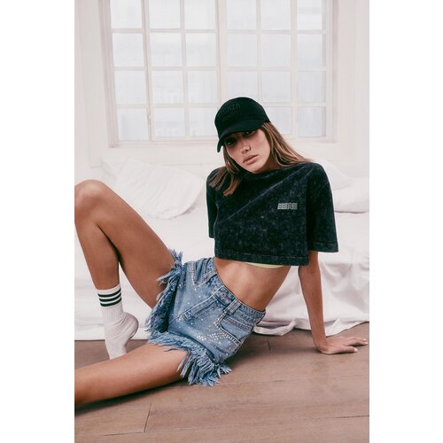 Trendyol Shorts - Blue - High Waist Slike