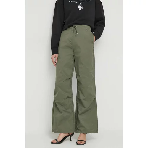 Calvin Klein Jeans Hlače ženski, zelena barva