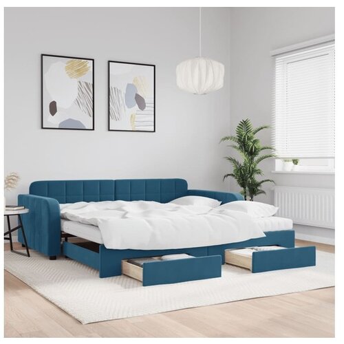 vidaXL Izvlečna dnevna postelja s predali modra 100x200 cm ž Cene
