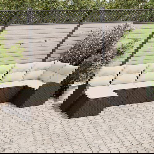 vidaXL Set vrtnih kauča Set od 7 Smeđa Ratan Vrtni kauč Pravokutni Cijene