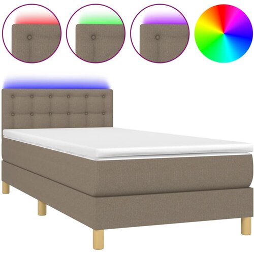 Maison Chic Box spring postelja - Vzmetna postelja z vzmetnico LED taupe 90x190 cm blago SL15148, (21895824) Cene