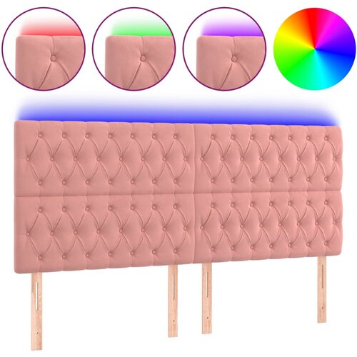 Maison Chic led posteljno vzglavje - vzglavna omarica - nočna omarica roza 180x7x118/128 cm žamet, (21707590) Slike