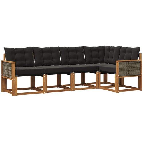 vidaXL Zunanja garnitura za sedenje z blazino 5 pcs Naravna in črna, (5000281612) Cene
