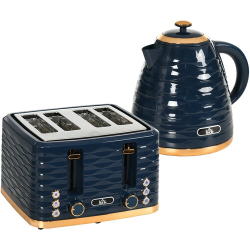 HOMCOM Komplet grelnika vode in opekača vode (plastika, jeklo) 24,1L x 19,5 &Scaron; x 23,2 V cm &ndash; modra, (5000242336) Cene