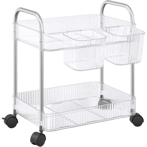 VidaXL Voziček za shranjevanje 2-nadstropna 37x28x43,5 cm akril, (22048685) Slike