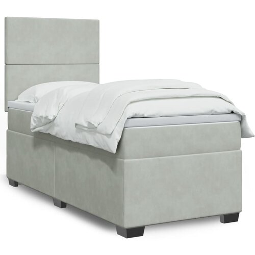 vidaXL Box spring postelja z vzmetnico svetlo siv 90x190 cm žamet Cene