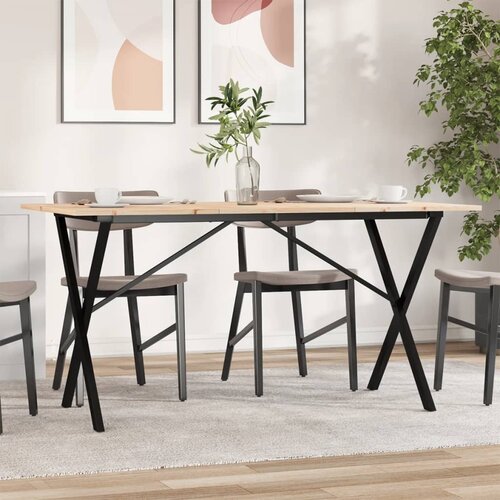 vidaXL Jedilna miza X okvir 140x80x75 cm trdna borovina lito železo Cene