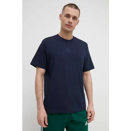 Adidas Bombažna kratka majica moški, mornarsko modra barva