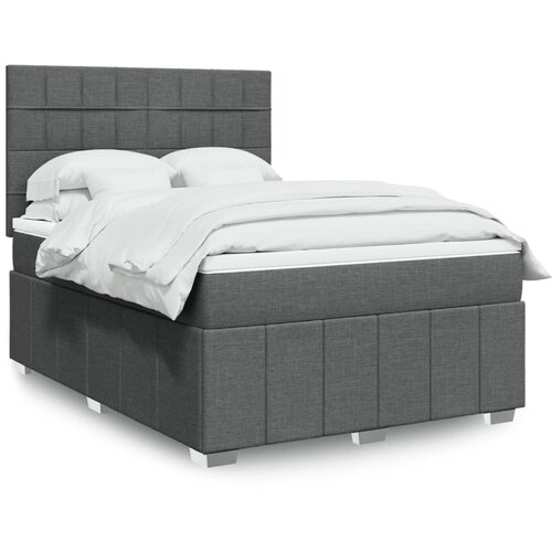 vidaXL Box spring posteljni z vzmetnico temno siv 140x190 cm blago Cene