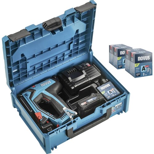 Novus TOOLS akumulatorska sponka J-550 set + 20.000 sponk - metaBOX - kompatibilna z 18V Li-Ion CAS baterijo - za fine žične sponke 6-14 mm in žeblje 16 mm Tools J-550 031-0375 akumula, (21507279) Slike