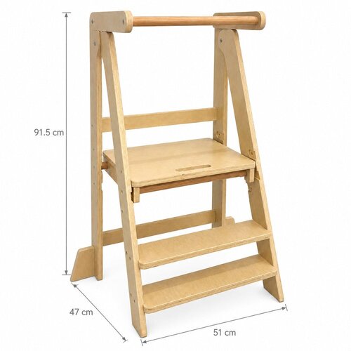 Ginger Home Montessori kula sklopiva pomoćna stolica za kuhinju, learning tower od masivnog drva, 51x47x91,5 cm Slike