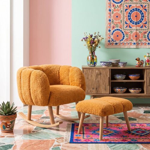 Atelier Del Sofa fotelja sa taburom Lotus, narandžasta Slike