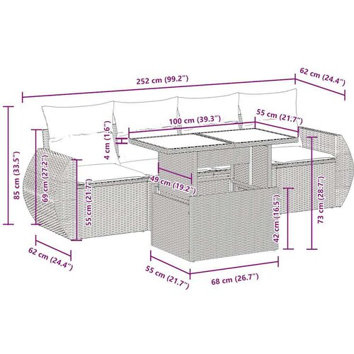 VidaXL 5-dijelni vrtni set sofa s jastucima bež od poliratana Slike