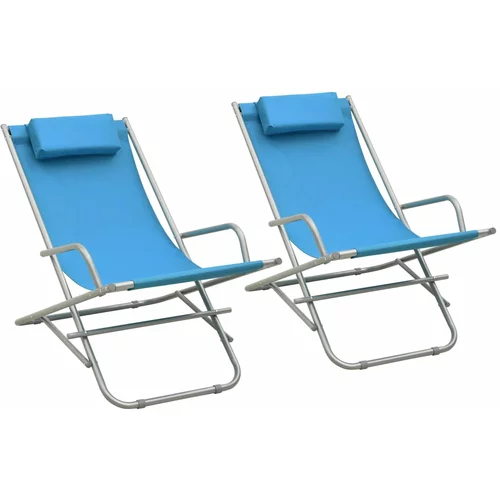 vidaXL Gugalni stol 2 kosa iz jekla modre barve, (20659460)