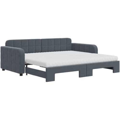 vidaXL Izvlečna dnevna postelja z vzmetnico tem. siva 90x190 cm žamet, (20938655) Cene
