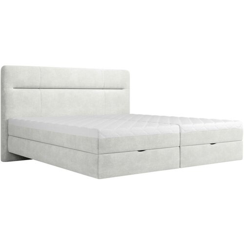 MID.YOU POSTELJA Z VZMETNICO 180 cm x 200 cm , les, tekstil, leseni material krem barve Slike