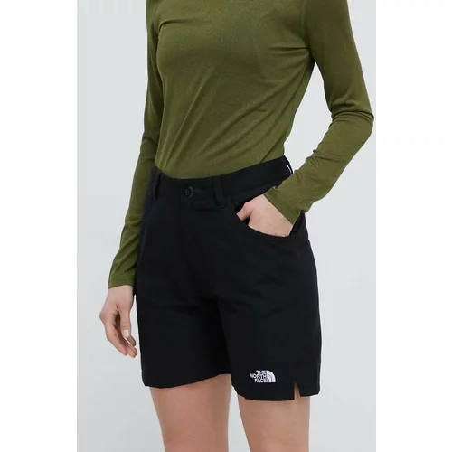 The North Face Kratke outdoor hlače Horizon boja: crna, bez uzorka, visoki struk