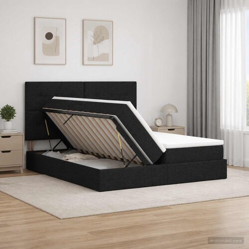  s od storage s uzglavljem Crna 200 x 200 cm Tkanina Cijene