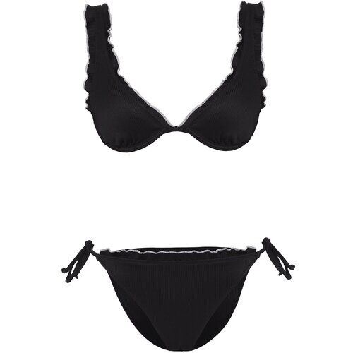 Trendyol Black*001 Plain Triangle Normal Waist Bikini Set Slike