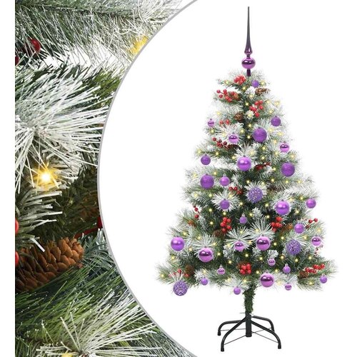  Umjetno božićno drvce S LED lampica Zelena i bijela 120 cm - 120 cm s LED-ima i ljubičastim kuglicama Cijene