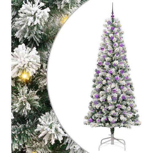 VidaXL Umjetno božićno drvce s nogom Zelena i bijela 240 cm PVC Slike