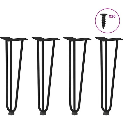 VidaXL Ukosnice noge za stol 4 kom crne 42 cm čvrstog čelik Slike