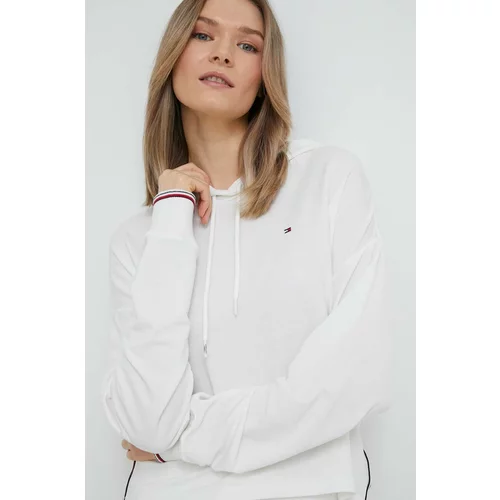 Tommy Hilfiger Homewear dukserica boja: bijela, s kapuljačom, s aplikacijom