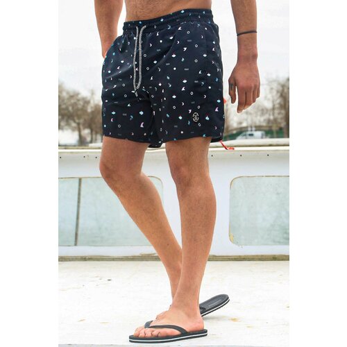 Madmext Black Patterned Men's Beach Shorts 6367 Slike