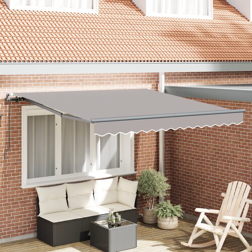 VidaXL Svetlo siva ročna retraktibilna tenda 350x250 cm, tenda zamenjava materiala za 3.5x2.5m okvir svetlo siva Slike