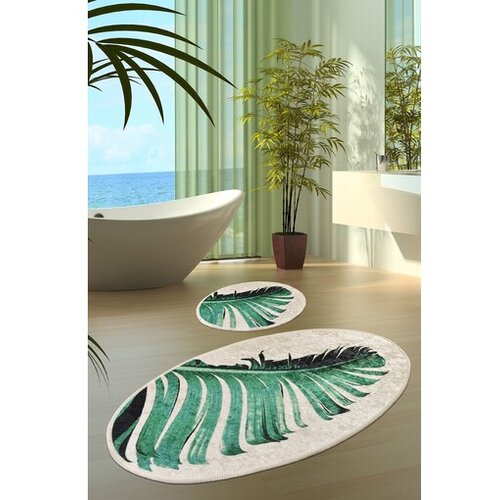 Lessentiel Maison Zelene/bež kopalniške preproge v kompletu 2 ks 60x100 cm Floret – Cene