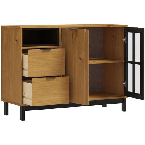 VidaXL Komoda sa staklenim vratima FLAM 110x40x80 cm masivna borovina Slike