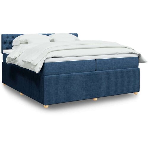 vidaXL Box spring postelja z vzmetnico modra 200x200 cm blago, (21306436) Cene