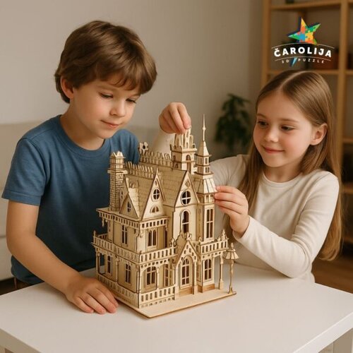 WOODCRAFT 3D DRVENA PUZZLA - VILA FANTAZIJA SA NAME&amp;Scaron;TAJEM Slike