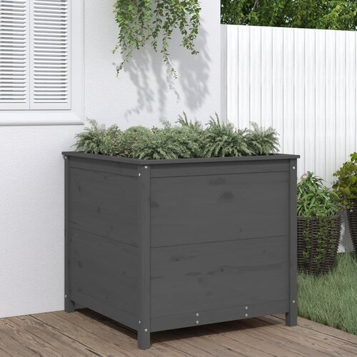 VidaXL Vrtna sadilica siva 82 5 x 82 5 x 78 cm od masivne borovine Slike