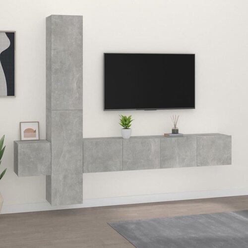 VidaXL Komplet TV omaric 5-delni betonsko siv inženirski les Slike