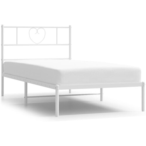 Maison Chic Kovinski Posteljni okvir - Enojna postelja - Postelja za odrasle z vzglavjem bel 80x200 cm, (21694591) Cene