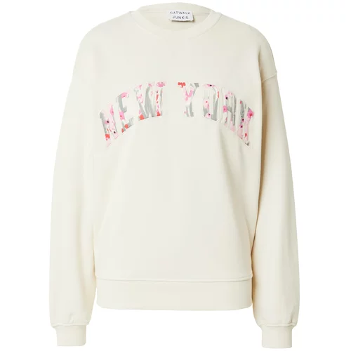 CATWALK JUNKIE Sweater majica 'TULIPS' siva / koraljna / roza / bijela melange