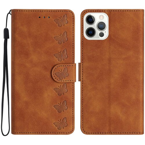 INORCO Za iPhone 14 Pro PU usnjena torbica za telefon z vtisnjenim metuljem, ovitek proti padcu, (22035711) Slike