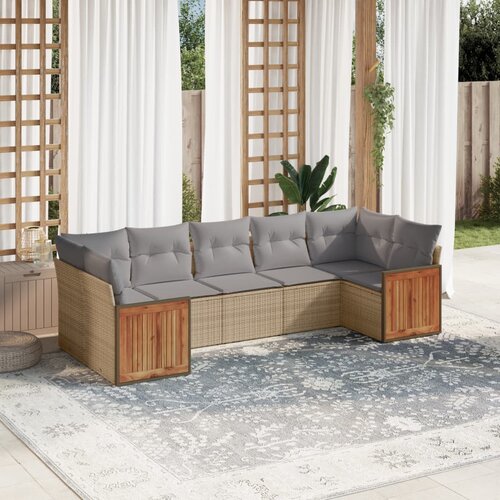 vidaXL 7-dijelni set vrtnih sofa od poliratana s jastucima bež Cijene