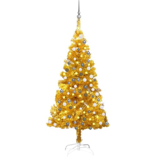  Umjetno božićno drvce LED sa setom kuglica zlatno 120 cm PET Cijene