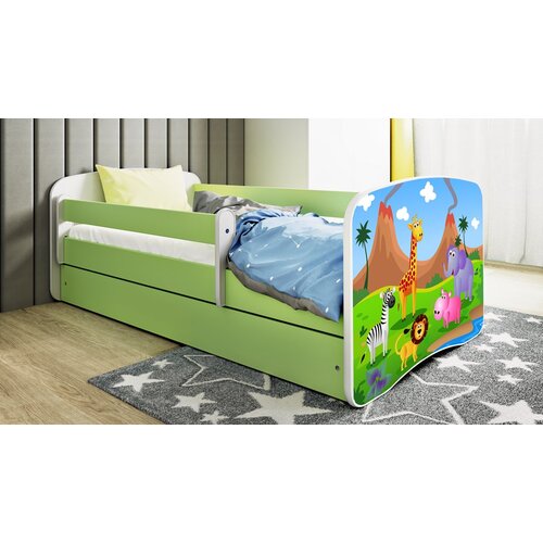 HAPPYKIDS Dječji krevet Dreamy safari 180x80 sa madracem s ladicom Zelena Cene