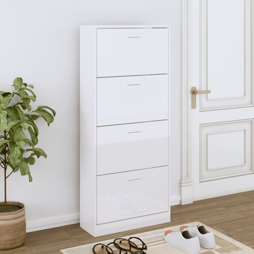 Ormarić za cipele sjajni bijeli 63x24x147 cm konstruirano drvo Cene