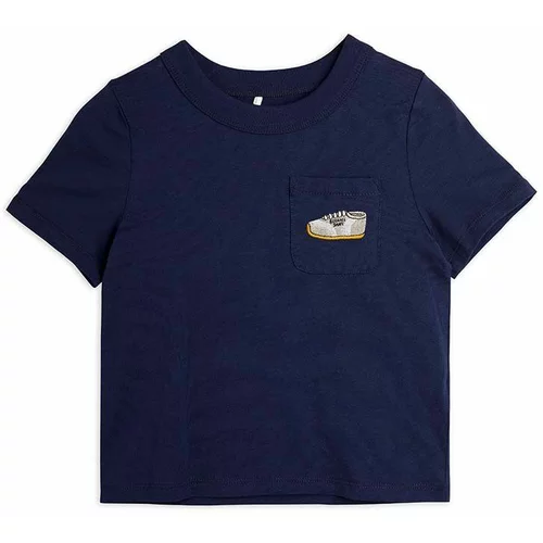Mini Rodini Otroška bombažna kratka majica mornarsko modra barva